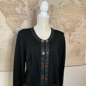 CAbi Black Blazer with Brown Buttons